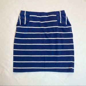 Navy & White Stripe Stretch Skirt